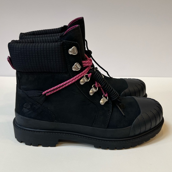 NWOT Timberland Black Leather Boots with Pink and Black Lace Options Included - Picture 5 of 15